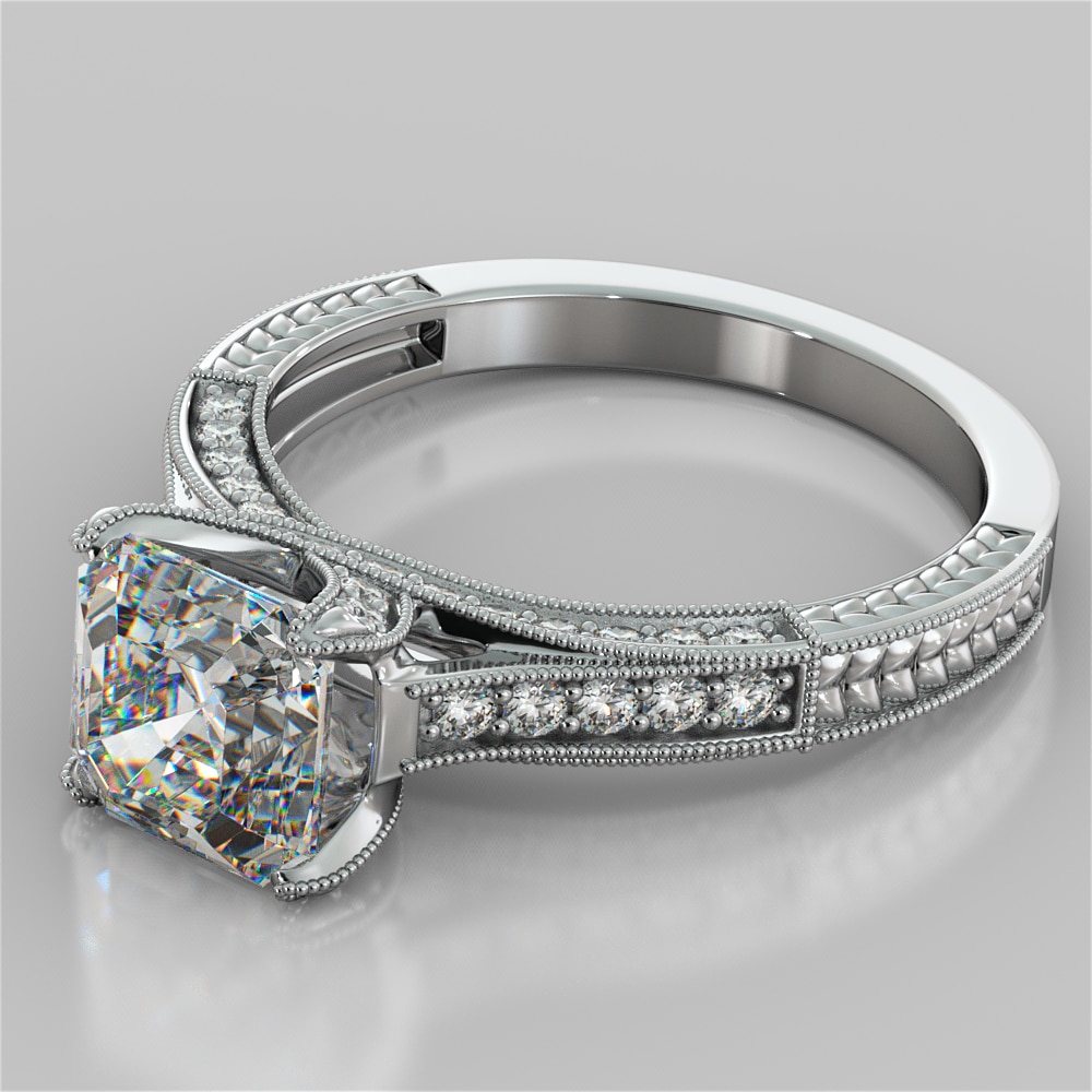 Asscher Cut Vintage-Style Engagement Ring