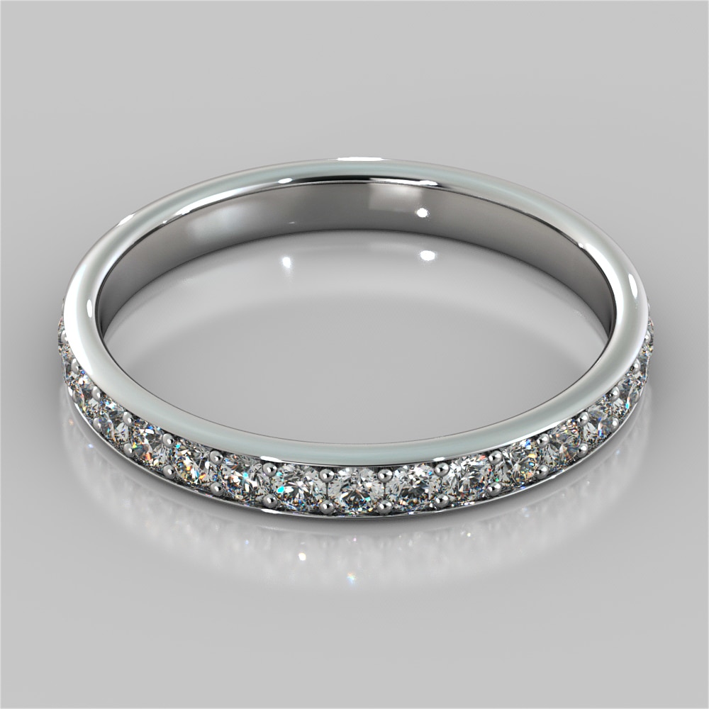 Channel Set Wedding Band With Round Accents