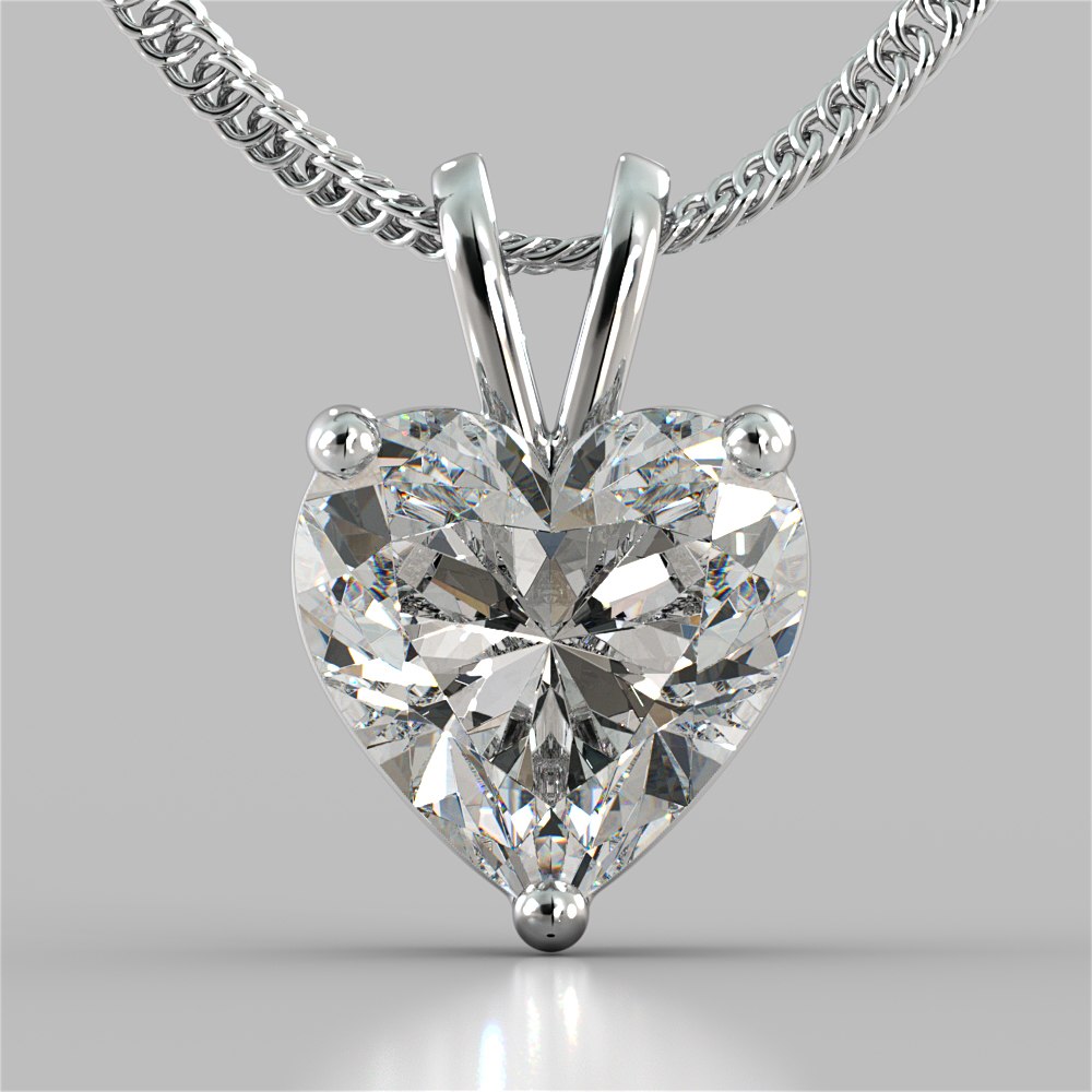 Heart Cut Solitaire Pendant With Diamond Cut Cable Chain