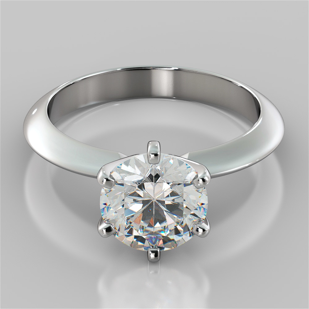 2.0CT Classic 6-Prong Round Cut Tiffany Style Engagement Ring in 14K White Gold