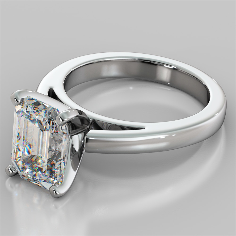 Emerald Cut Cathedral Style Engagement Ring