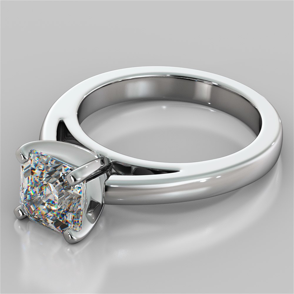 Asscher Cut Cathedral Style Engagement Ring