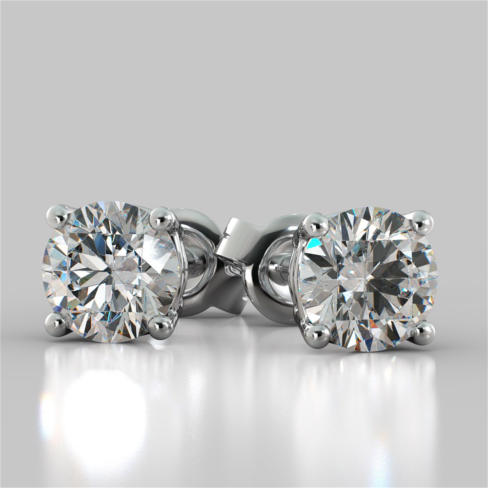 3.0CTW Round Cut Stud Earrings in 14K White Gold (1.50Ct Each)