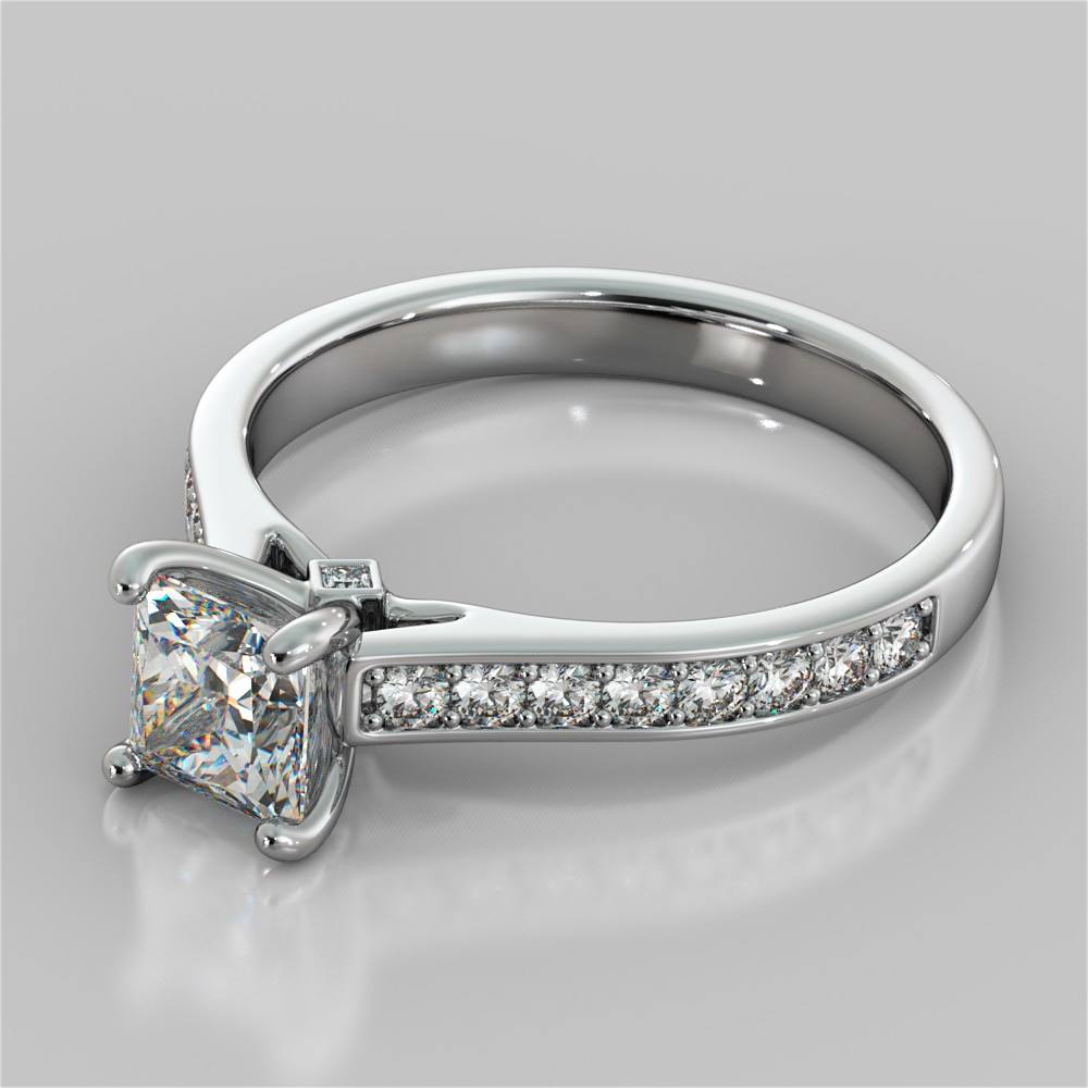 Princess Cut Accented Cathedral Engagement Ring