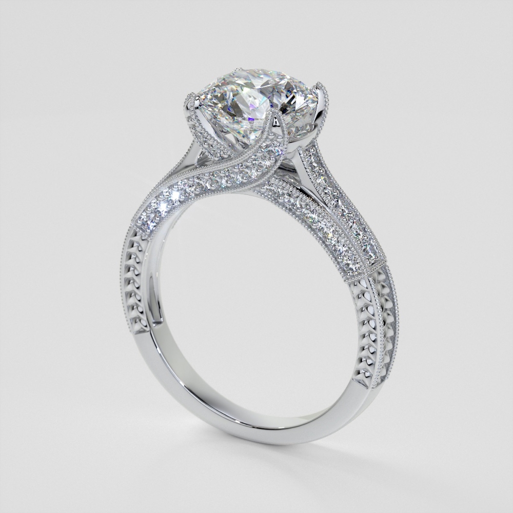 2.50CTW Lab Grown Diamond Round Cut Antique Style Engagement Ring