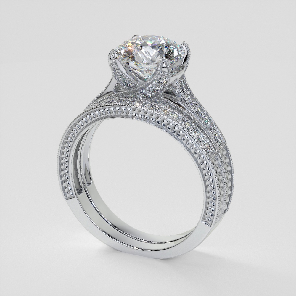 2.50ctw Lab Grown Diamond Round Cut Antique Style Engagement Ring