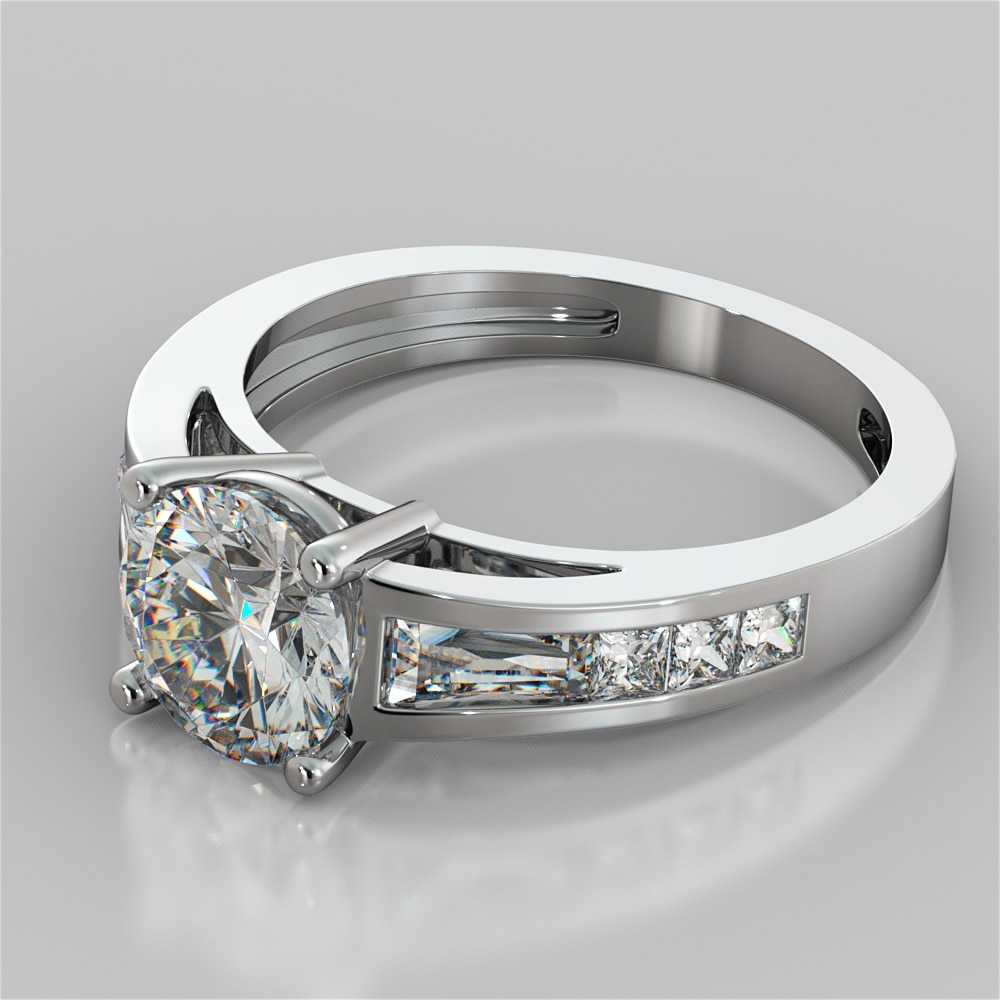 Princess Cut Accented Cathedral Wedding Set With 2 Matching Bands