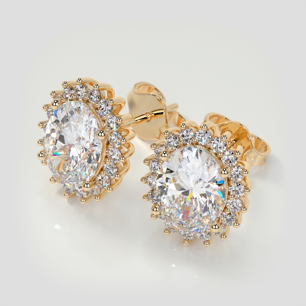 Oval halo earrings top