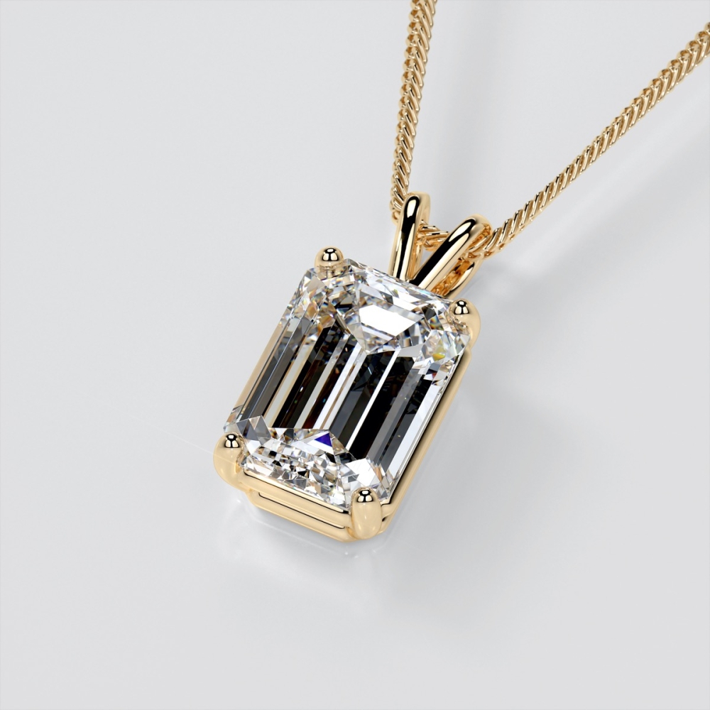 Emerald cut diamond pendant discount