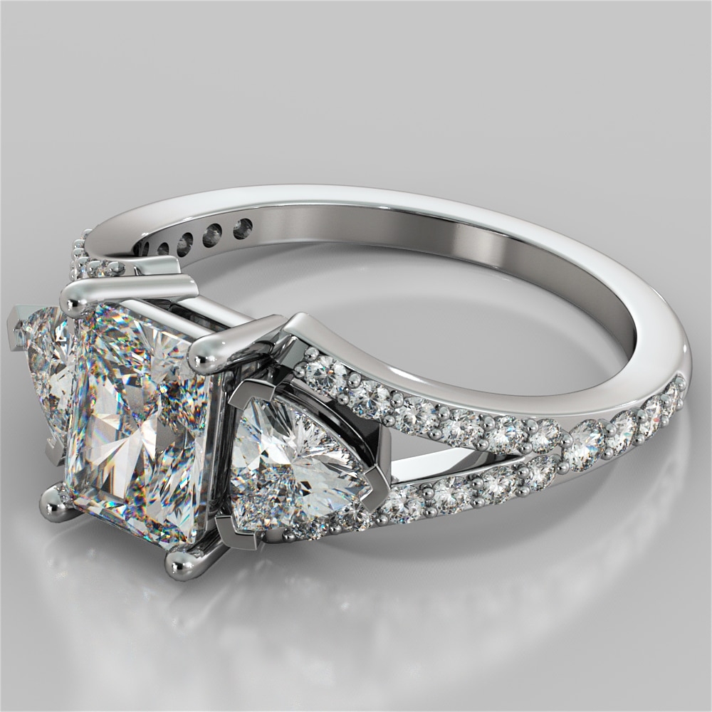 Zales 1-1/4 CT. T.w. Diamond Oval Frame Three Stone Split Shank Engagement  Ring in 14K White Gold | Hamilton Place