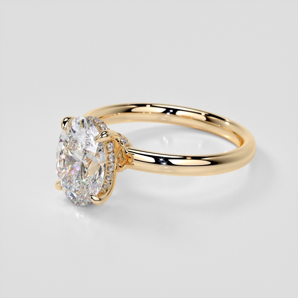 Oval Cut Hidden Halo Engagement Ring