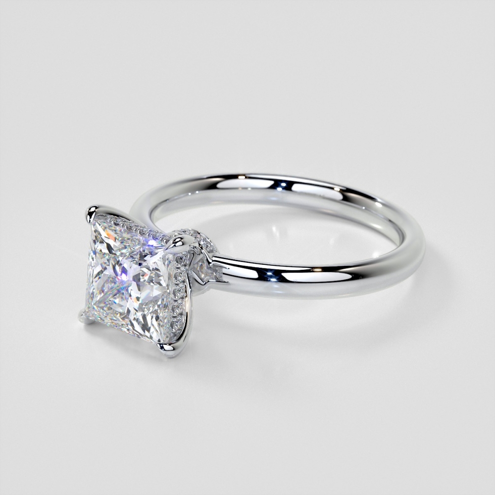 Princess Cut Hidden Halo Engagement Ring