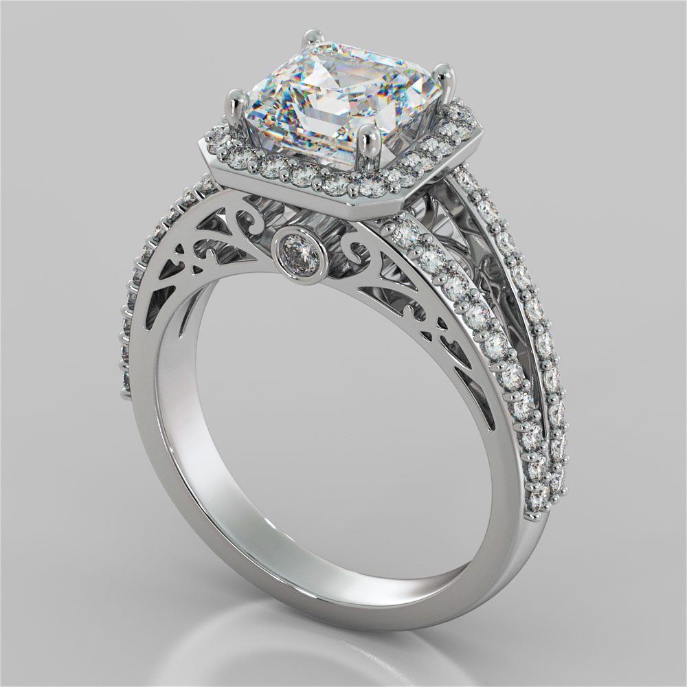 Split shank asscher cut engagement ring online