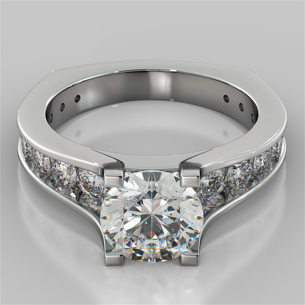 Leda - 14k White Gold 1.5 Carat Oval 3 Stone Halo Natural Diamond  Engagement Ring @ $7800 | Gabriel & Co.