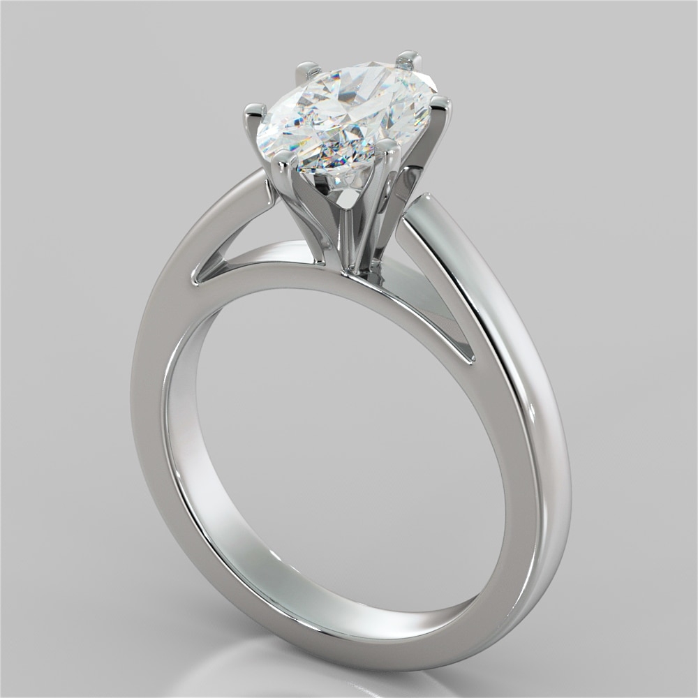 Agape Oval Cut Cathedral Style Prong Setting Engagement Ring