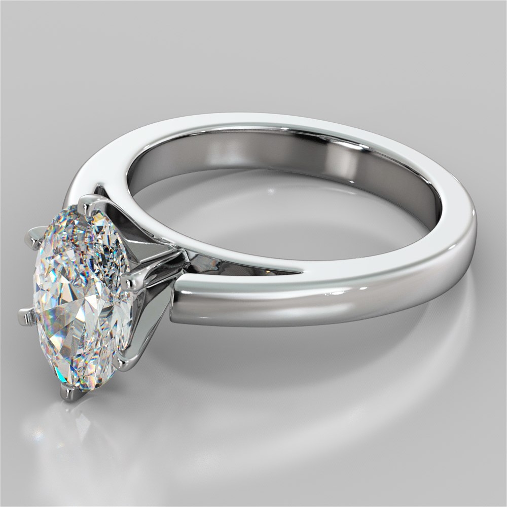 Agape Oval Cut Cathedral Style Prong Setting Engagement Ring