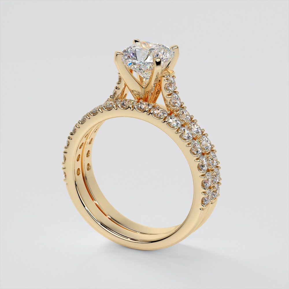 Cathedral cushion cut engagement rings sales