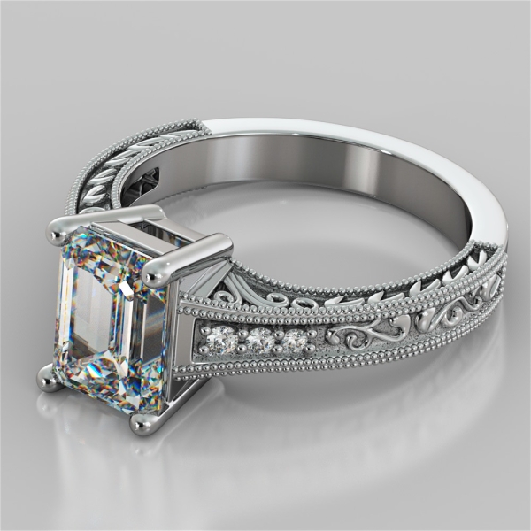 Emerald cut filigree engagement rings outlet