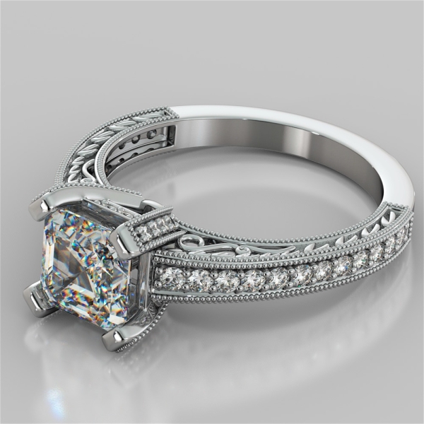 A.Jaffe Modern Vintage Asscher Diamond Quilted Engagement Ring MES753Q/126  — Cirelli Jewelers
