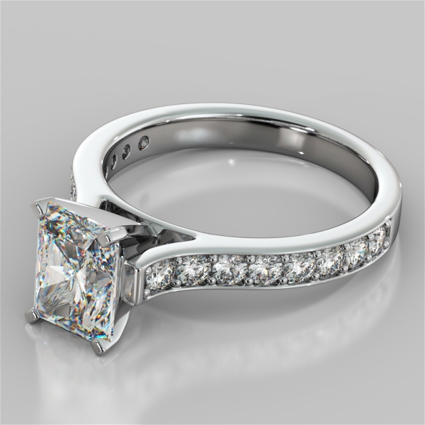 Lab Grown Diamond Radiant Cut Cathedral Style Channel set Engagement Ring With Accents